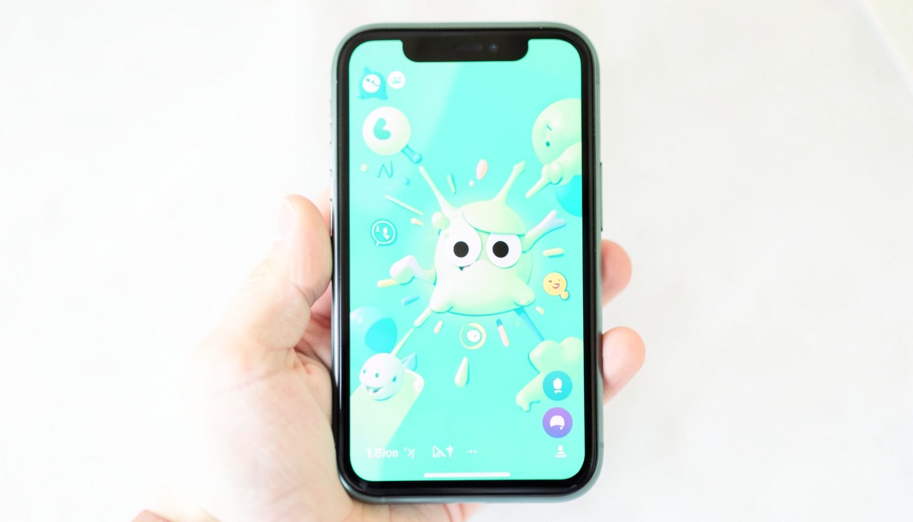A smartphone screen displaying a viral video thumbnail with bold colors and playful graphics